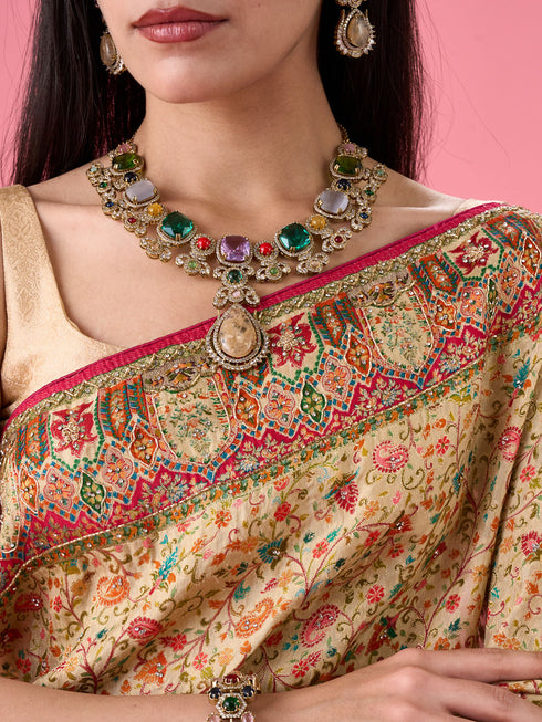 Mohey Fawn Elegance Banarasi Saree