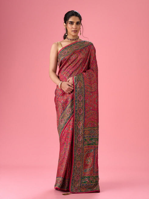 Mohey Ravishing Rani Pink Saree