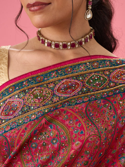 Mohey Ravishing Rani Pink Saree