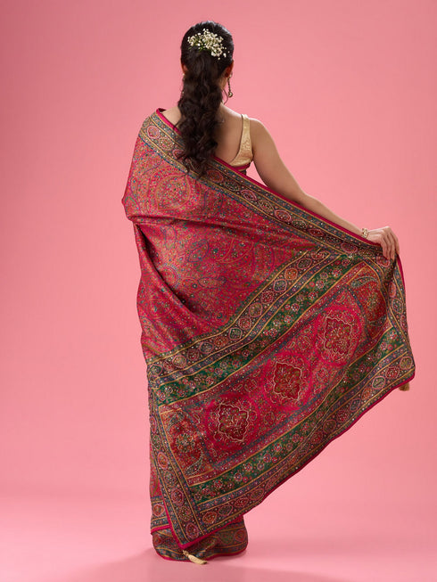 Mohey Ravishing Rani Pink Saree