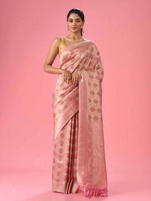 Mohey Pink Nuptial Glamour Banarasi Saree