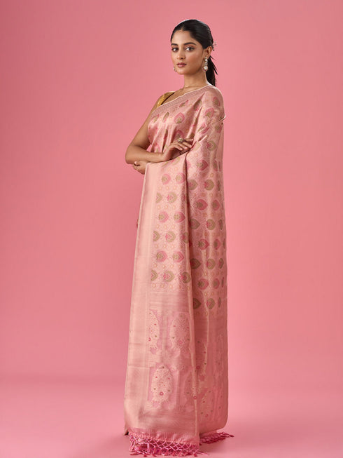 Mohey Pink Nuptial Glamour Banarasi Saree