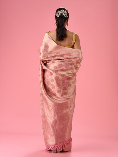 Mohey Pink Nuptial Glamour Banarasi Saree