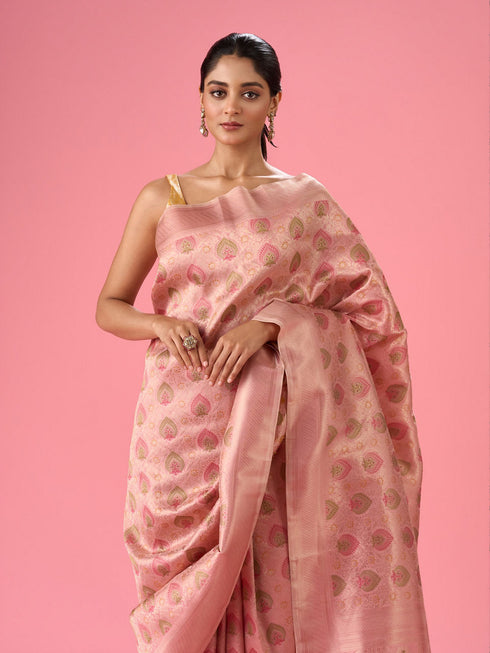 Mohey Pink Nuptial Glamour Banarasi Saree