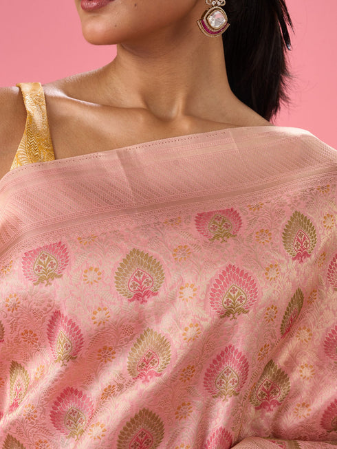 Mohey Pink Nuptial Glamour Banarasi Saree