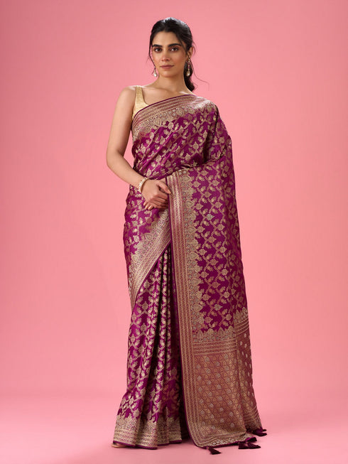Mohey Elegant Wine Saree