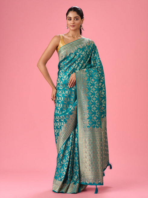 Mohey Luxurious Rama Green Saree