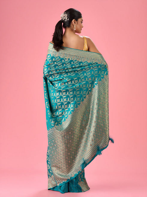 Mohey Luxurious Rama Green Saree