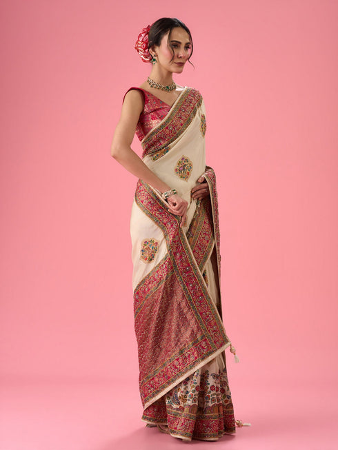 Mohey Cream Delight Saree