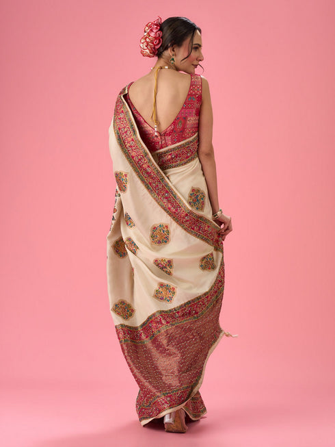 Mohey Cream Delight Saree
