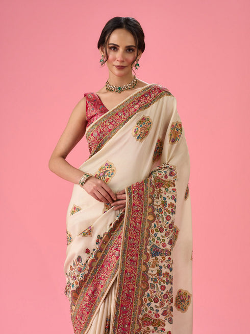 Mohey Cream Delight Saree