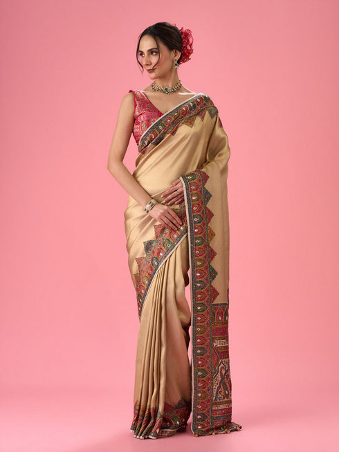 Mohey Creamy Delight Traditional Banarasi Saree
