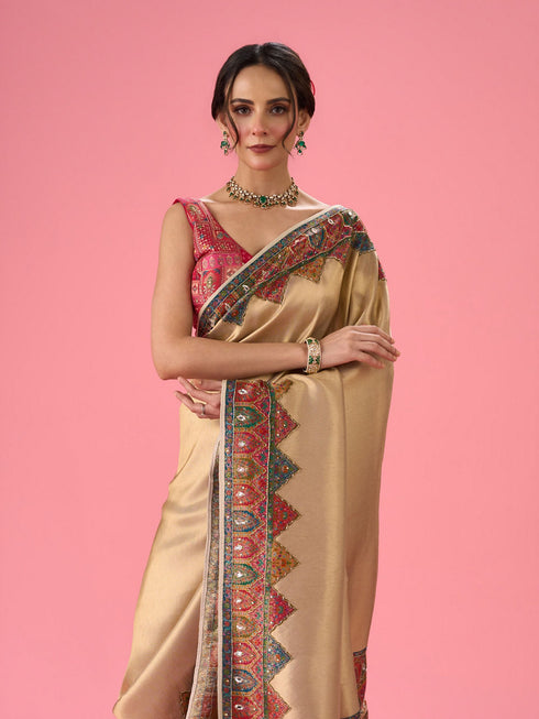 Mohey Creamy Delight Traditional Banarasi Saree