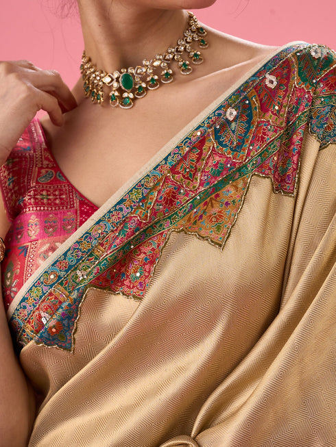 Mohey Creamy Delight Traditional Banarasi Saree
