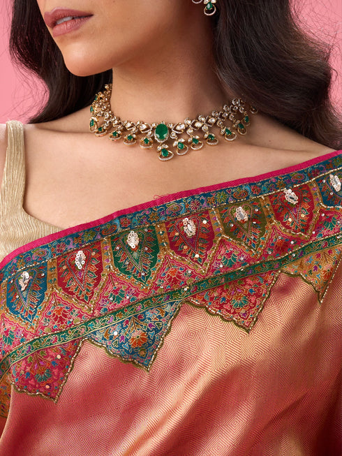 Mohey Elegant Rani Pink Bridal Saree