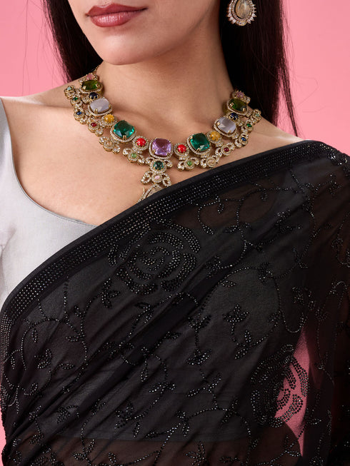 Mohey Elegant Black Georgette Saree