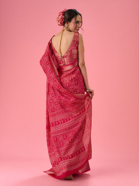 Mohey Radiant Rani Pink Saree
