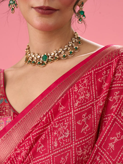 Mohey Radiant Rani Pink Saree
