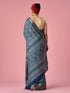 Mohey Indigo Blue Silk Saree with Gold Print