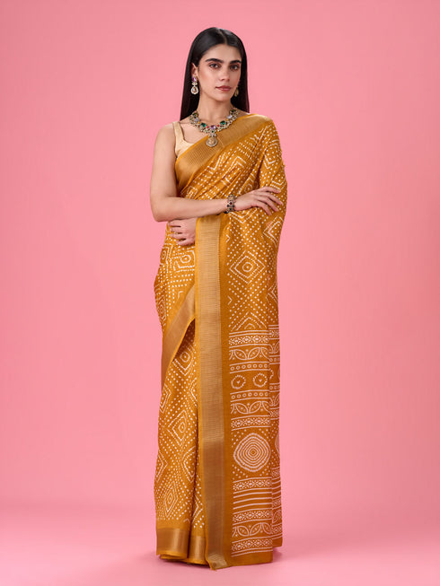 Mohey Mustard Melody Silk Saree