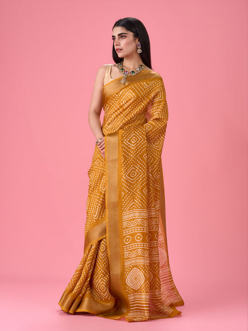 Mohey Mustard Melody Silk Saree