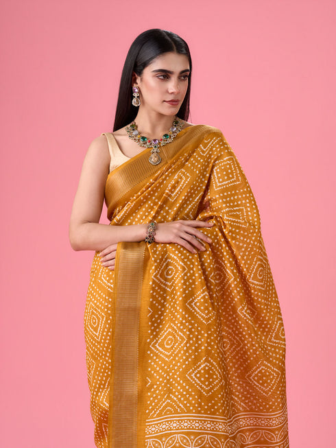 Mohey Mustard Melody Silk Saree