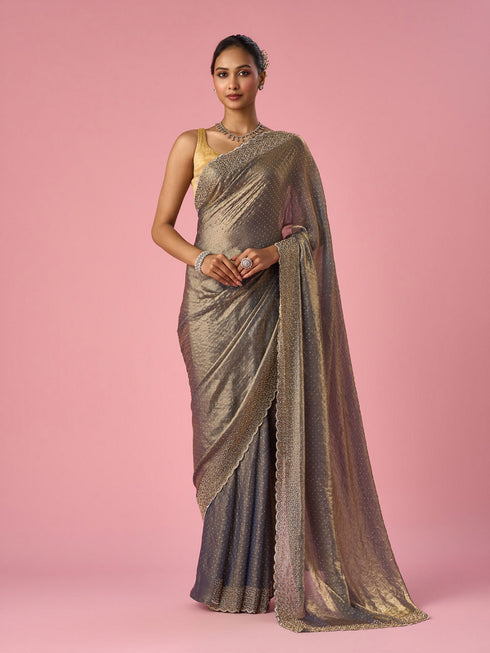 Mohey Grey Organza Saree with Cutdana Work