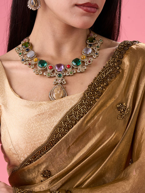 Mohey Regal Mehandi Green Organza Saree