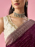 Mohey Wine Chinon Saree with Stone Work