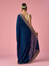 Mohey Blue Chinon Saree with Stone Work
