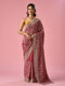 Mohey Pink Chinon Saree with Stone Work
