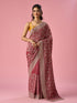 Mohey Pink Chinon Saree with Stone Work