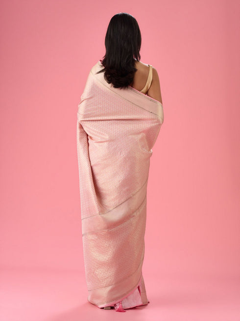 Mohey Sublime Pink Festivity Banarasi Saree