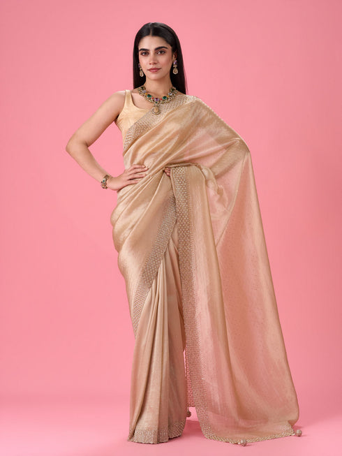 Mohey Exquisite Beige Organza Saree
