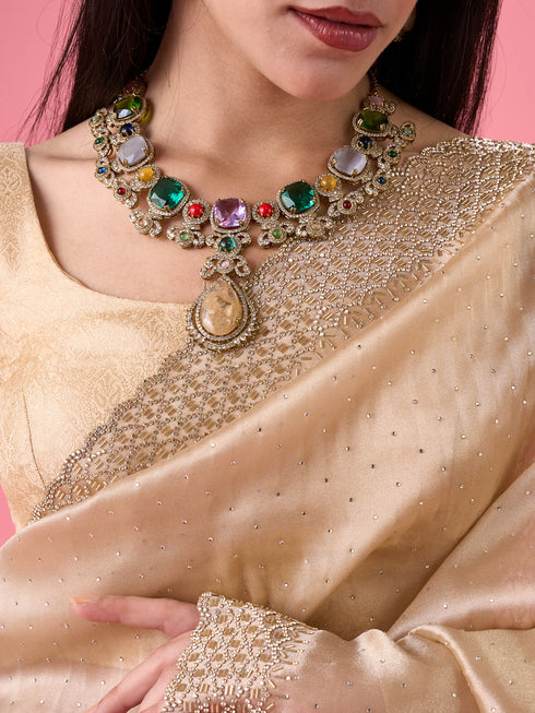 Mohey Exquisite Beige Organza Saree