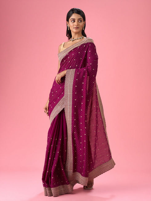 Mohey Wine Elegance Saree