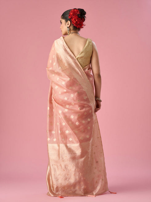 Mohey Light Pink Silk Saree with Weave Design