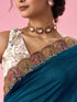 Mohey Blue Silk Saree with Zari Work