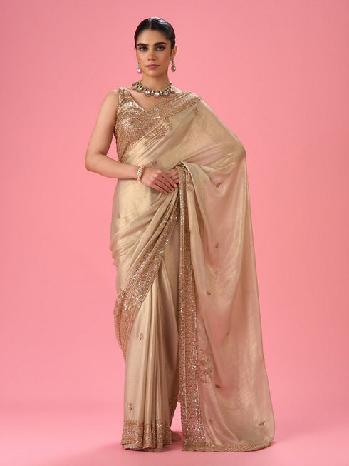 Mohey Elegant Chiffon Cream Saree