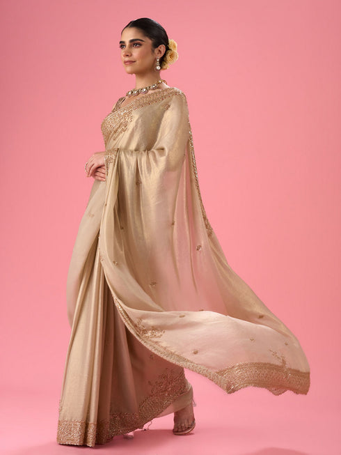 Mohey Elegant Chiffon Cream Saree