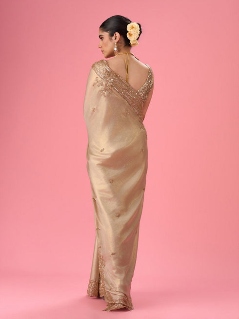 Mohey Elegant Chiffon Cream Saree