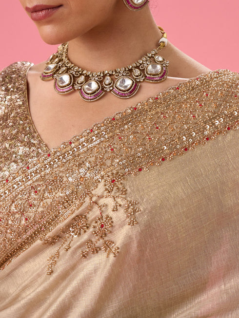 Mohey Elegant Chiffon Cream Saree