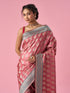 Mohey Pink Silk Banarasi Saree with Stone Work