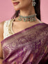 Mohey Wine Silk Banarasi Saree with Weave Design