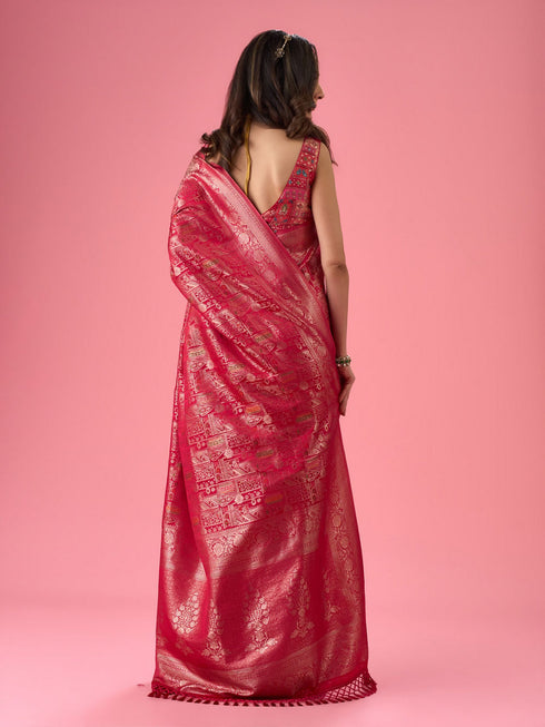Mohey Elegant Pink Mystique Saree