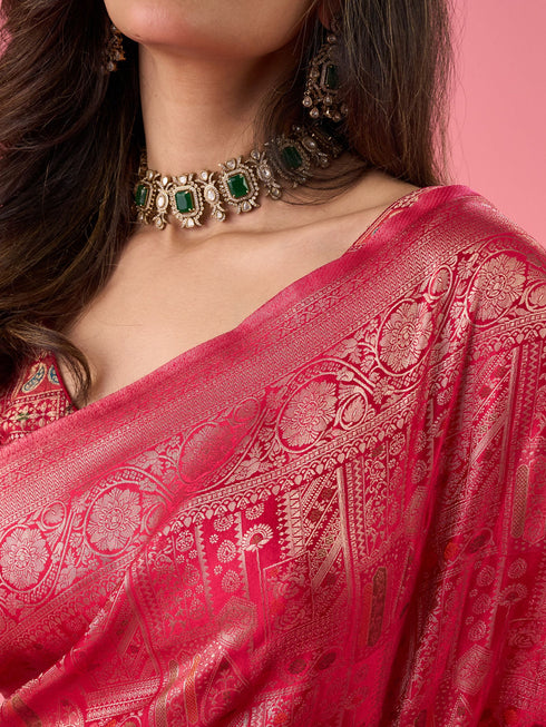 Mohey Elegant Pink Mystique Saree