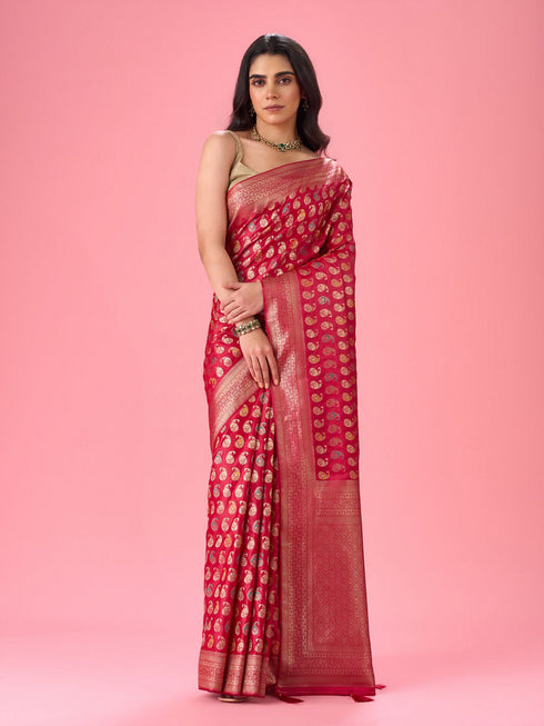 Mohey Ravishing Rani Pink Saree