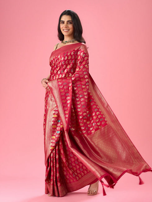 Mohey Ravishing Rani Pink Saree