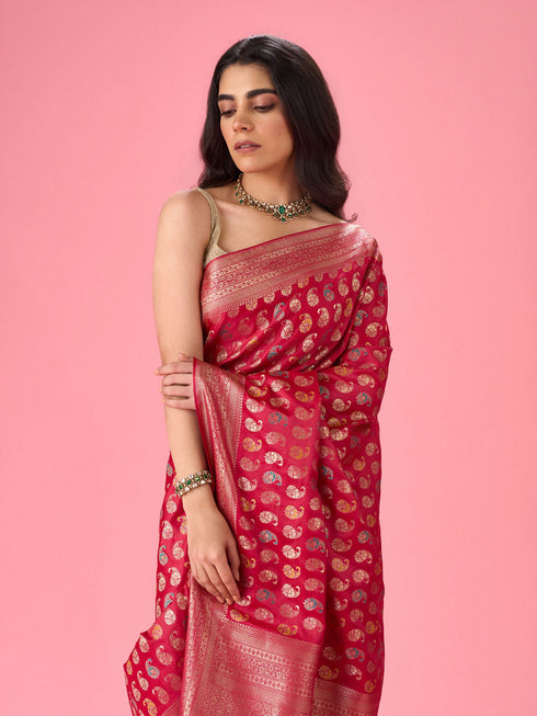 Mohey Ravishing Rani Pink Saree
