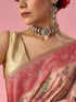 Mohey Pink Silk Saree with Weave Design